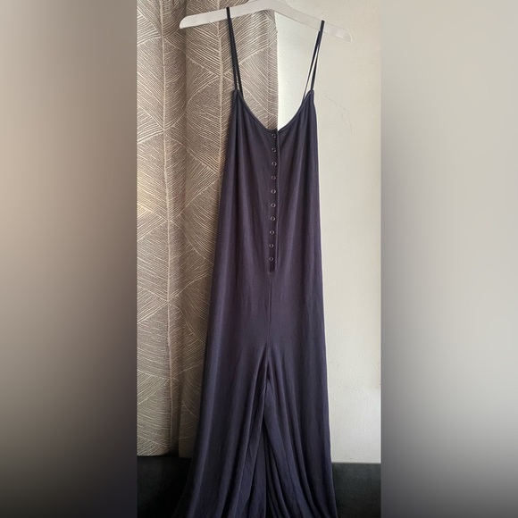 Anthropologie Ribbed Wide Leg Jumpsuit Dark Gray Sz Small NWT - Picture 4 of 10